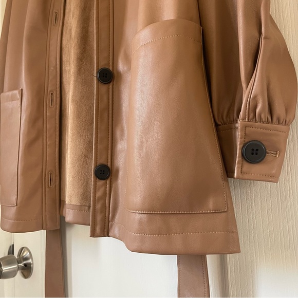 NWOT Truth By Republic Women’s Long Sleeve Faux Leather Jacket With Belt Size S - Picture 5 of 12